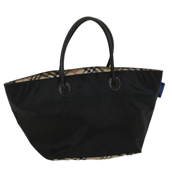 BURBERRY Nova Check Blue Label Hand Bag Nylon Leather Beige Brown Auth bs7887 - Picture 1 of 16